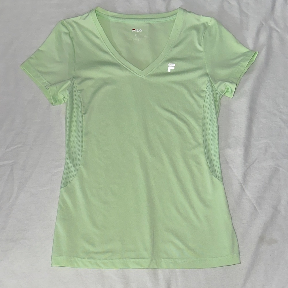 Fila Women's Mint Green V-Neck Short Sleeve Tee